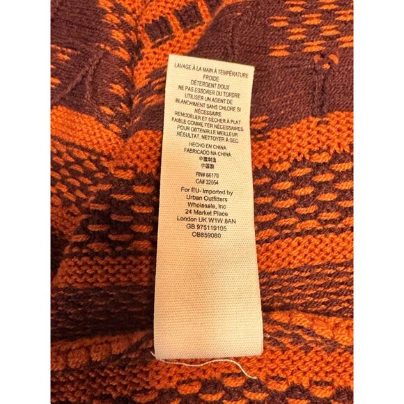 Free People Orange Knit Boho Sweater Dress XS Bell Sleeves Tie Back V Neck - Picture 8 of 15